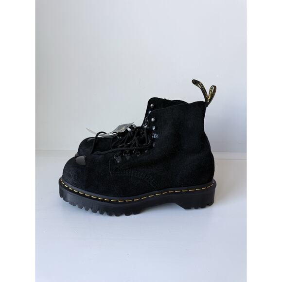 Dr Martens 1460 Pascal Steel Toe Boots Black Suede Size 8 Men's Women's 9.5 New - Picture 2 of 6